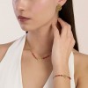 Gold-plated steel bracelet with coral jasper and shell by Kidult 831223