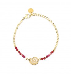 Pulsera ajustable acer daurat amb jaspi coral i petxina Kidult 831223