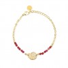 Gold-plated steel bracelet with coral jasper and shell by Kidult 831223