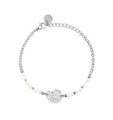 Polsera ajustable acer amb perles i petxina de Kidult 831224