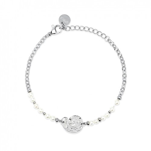 Pulsera ajustable acero con perlas y concha de Kidult 831224