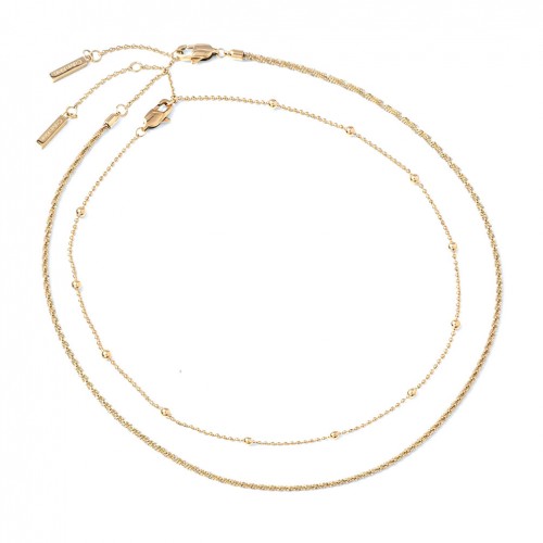 Collar Doble Dorado Mujer Calvin Klein Layered 35000950 Acero Inoxidable Cadena Bolas