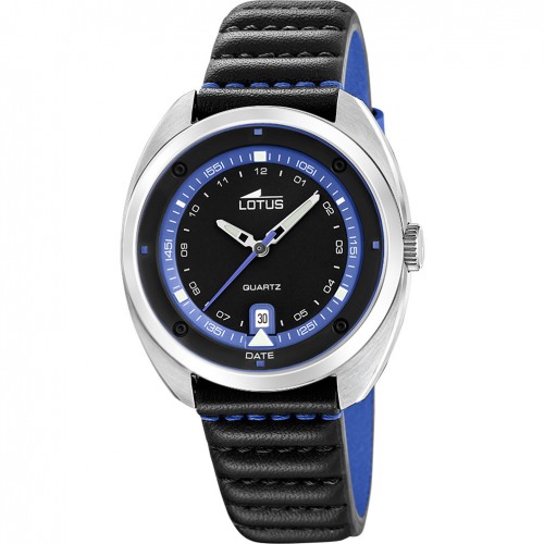 Lotus Pulse 19096/3 steel black leather quartz men’s watch 5 ATM