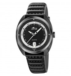 Lotus Pulse 19099/1 steel black leather quartz men’s watch 5 ATM