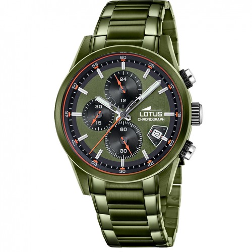 Reloj Lotus Pulse 19090/3 verde acero cronógrafo cuarzo hombre 5 ATM