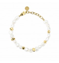 Pulsera ajustable acero dorado con perlas de concha de Kidult 831230