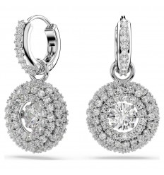 Pendientes Sublima Swarovski 5738193 piedra blanca redonda baño rodio