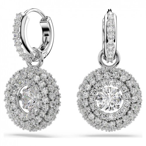 Sublima earrings Swarovski 5738193 round white stone rhodium finish