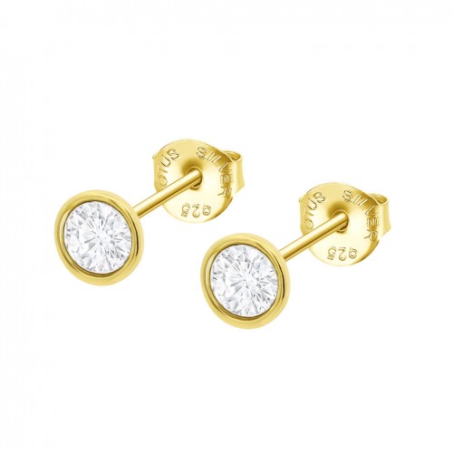 Pendientes botón Lotus Silver Essentials tono oro circonita LP2001-4/3