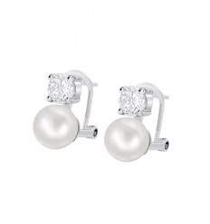 Lotus Silver Pearls and cubic zirconia earrings LP3946-4/1