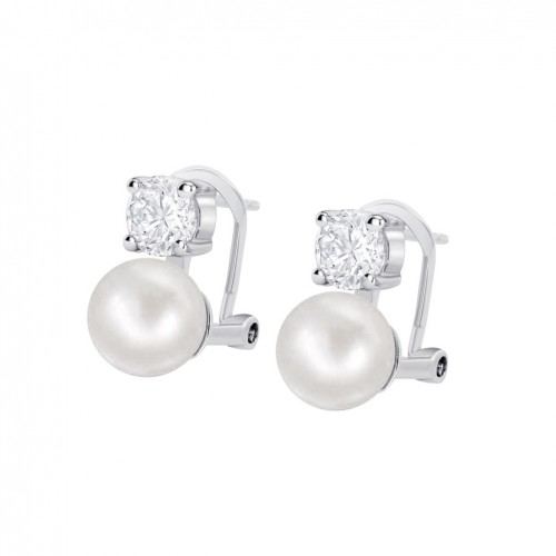 Lotus Silver Pearls and cubic zirconia earrings LP3946-4/1