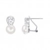 Lotus Silver Pearls and cubic zirconia earrings LP3946-4/1