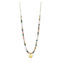 Lotus Style women necklace multicolored heart pendant LS2553-1/2