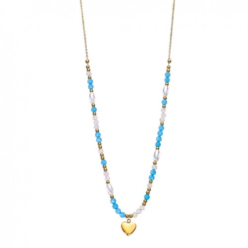 Lotus Style women necklace multicolored heart pendant LS2553-1/3