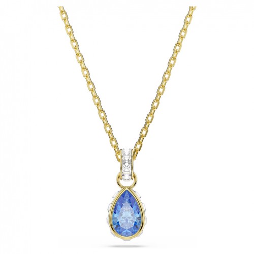 Colgante Chroma Swarovski talla pera azul acabado oro 5757786