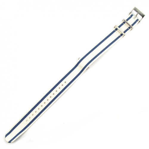 Tissot silver and blue striped NATO 19mm strap T604036886