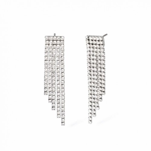 Arracades llargues acer de Kidult amb tennis de vidres blancs 861012