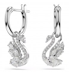 Swan drop earrings mixed cuts Swan White Rhodium plated 5759942