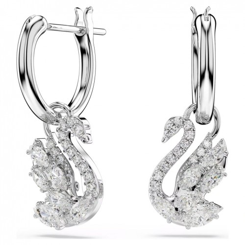 Swan drop earrings mixed cuts Swan White Rhodium plated 5759942