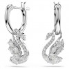 Swan drop earrings mixed cuts Swan White Rhodium plated 5759942