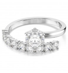 Anillo abierto Matrix Swarovski talla redonda blanco baño rodio