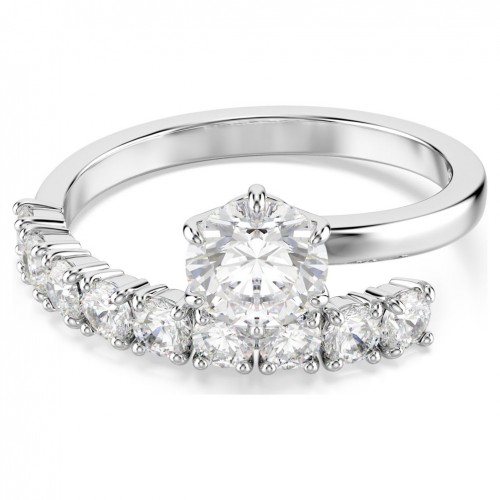 Anillo abierto Matrix Swarovski talla redonda blanco baño rodio
