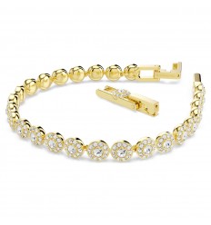 Pulsera Una Angelic Swarovski talla redonda blanca acabado oro 5749386