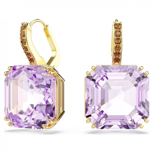 Swarovski Millenia earrings square cut purple gold tone plated 5759990