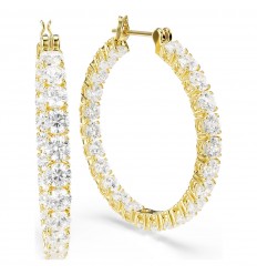Pendientes aro Matrix Swarovski talla redonda blanco baño oro 5750620