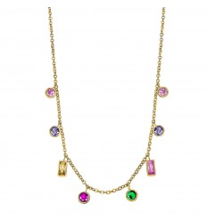Collar Lotus Style LS2660-1/1 mujer acero dorado circonitas multicolor