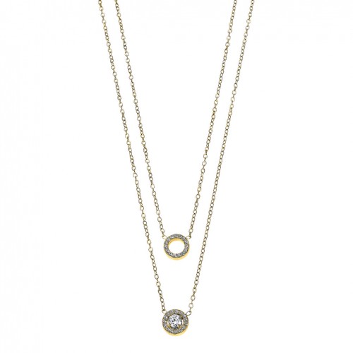 Collar Lotus Style LS2736-1/2 mujer acero dorado doble cadena