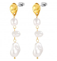 Pendientes Lotus Style LS2794-4/1 mujer dorados con perlas