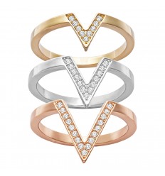 Swarovski Delta 5140847 three-ring set crystal gold rose gold rhodium