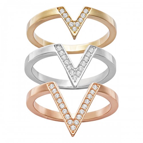 Swarovski Delta 5140847 three-ring set crystal gold rose gold rhodium