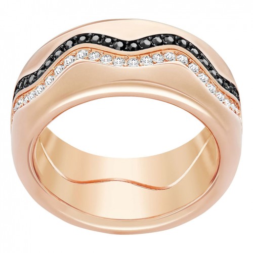Anillo Swarovski Demi 5153294 cristal negro y transparente oro rosa