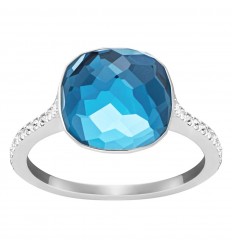Swarovski Dot 5184616 blue crystal rhodium-plated ring