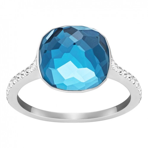 Swarovski Dot 5184616 blue crystal rhodium-plated ring