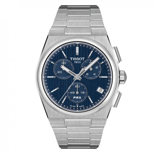 Reloj Tissot PRX T1374171104100 cronógrafo cuarzo acero 41 mm esfera azul