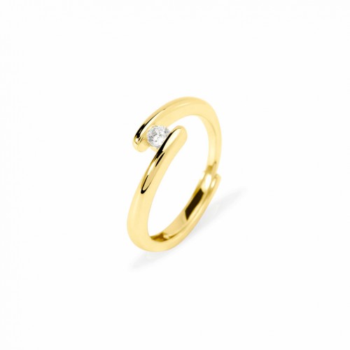 Mabina 523547 gold-plated silver ring with 0.10 ct lab-grown diamond