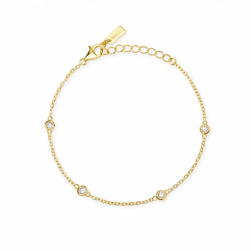 Mabina 534178 gold-plated silver bracelet with lab-grown diamonds 16-19 cm