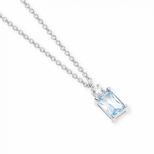 Mabina 553929 rhodium silver pendant with blue topaz and lab-grown diamond