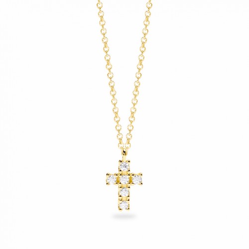 Penjoll Mabina 553939 plata daurada creu amb diamants lab-grown