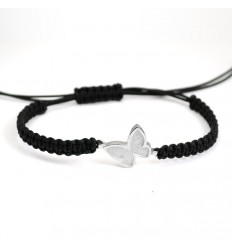 Macrame Bracelet Silver Black Butterfly PAP001BR502