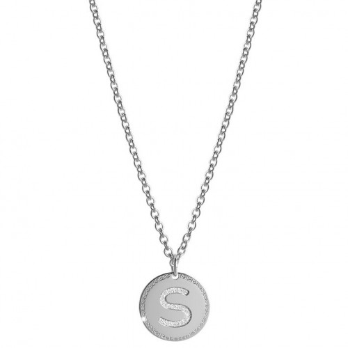 Rebecca Glam bronze pendant rhodium letter S BWGKBS19