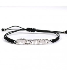 Silver Bracelet T'estimo black knots LOVE001BR502