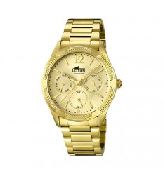 Trendy woman Lotus Watch Yellow Gold Plated. Multifunction. 15923/1