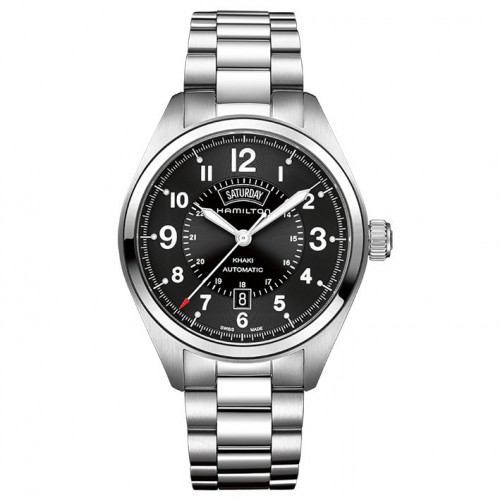 Hamilton khaki field Watch automatic day and date with stainless steel bracelet. H70505133