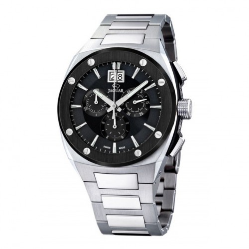 Jaguar Chronograph Watch black dial with stainless steel bracelet. J621/H