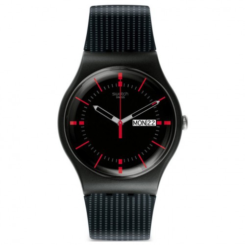 Reloj Swatch Gaet color negro con calendario y semanario. SUOB714