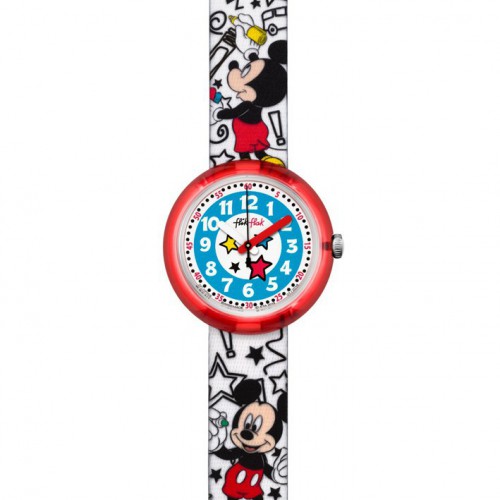 Rellotge Flik Flak Disney 's Mickey Mouse en color vermell i corretja tèxtil. FLNP009